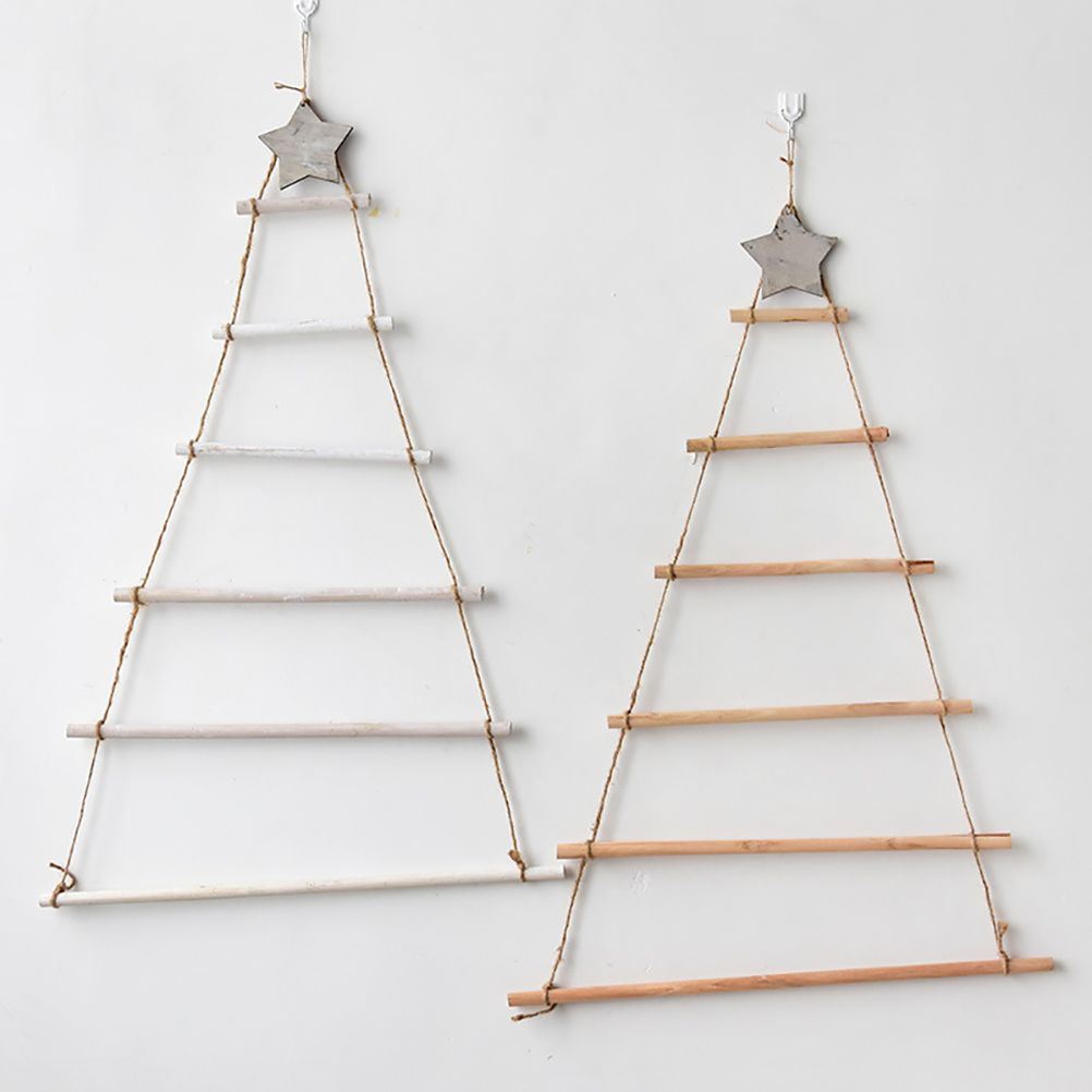 Wooden Hanging Ornaments with Star and Rope Decoration for Wall Christmas Tree view 7