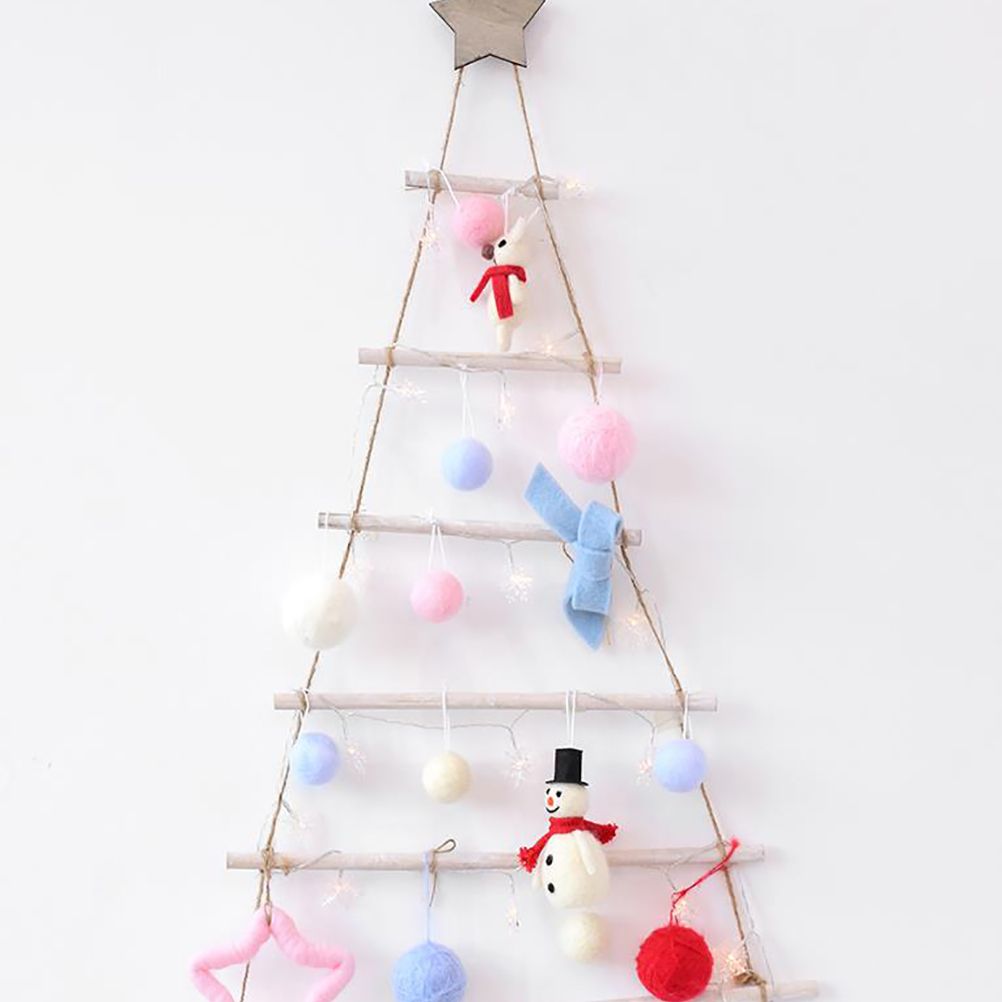Wooden Hanging Ornaments with Star and Rope Decoration for Wall Christmas Tree view 6