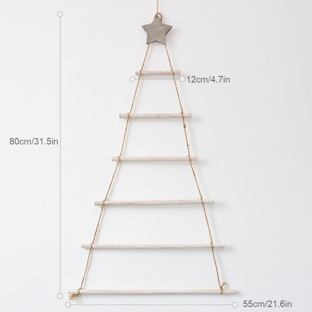 Wooden Hanging Ornaments with Star and Rope Decoration for Wall Christmas Tree view 8