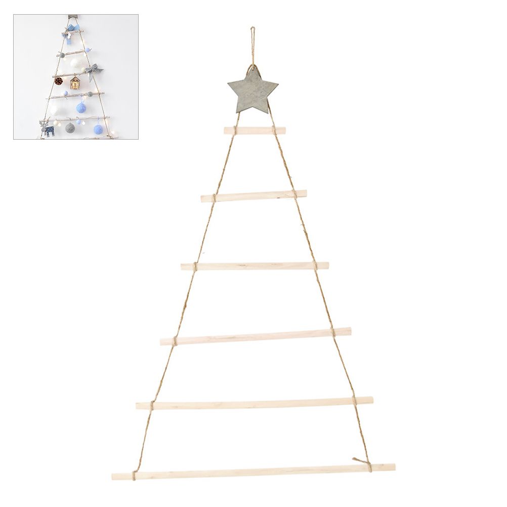 Wooden Hanging Ornaments with Star and Rope Decoration for Wall Christmas Tree view 9