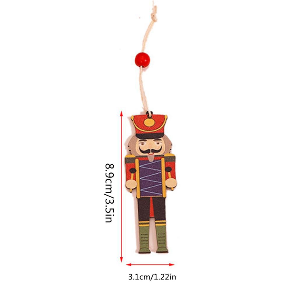 9Pcs Christmas Walnut Soldier Wooden Pendant Colorful Printed Wooden Pendant view 8