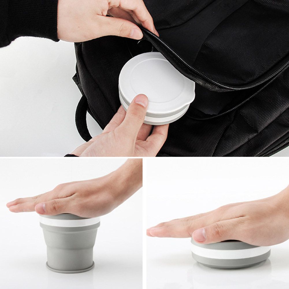 Silicone Collapsible Cup Portable Telescopic Drinking Cup with Cover for view 7