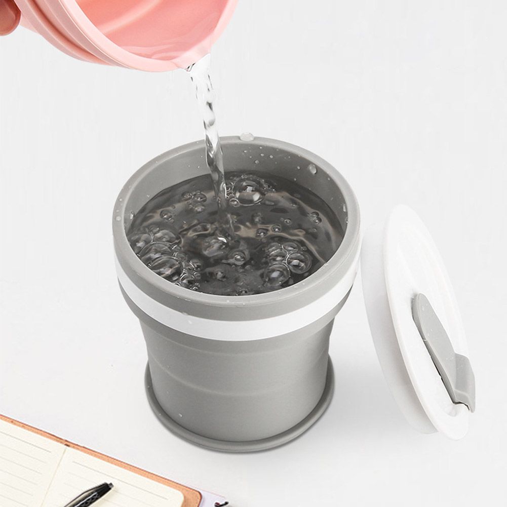 Silicone Collapsible Cup Portable Telescopic Drinking Cup with Cover for view 8
