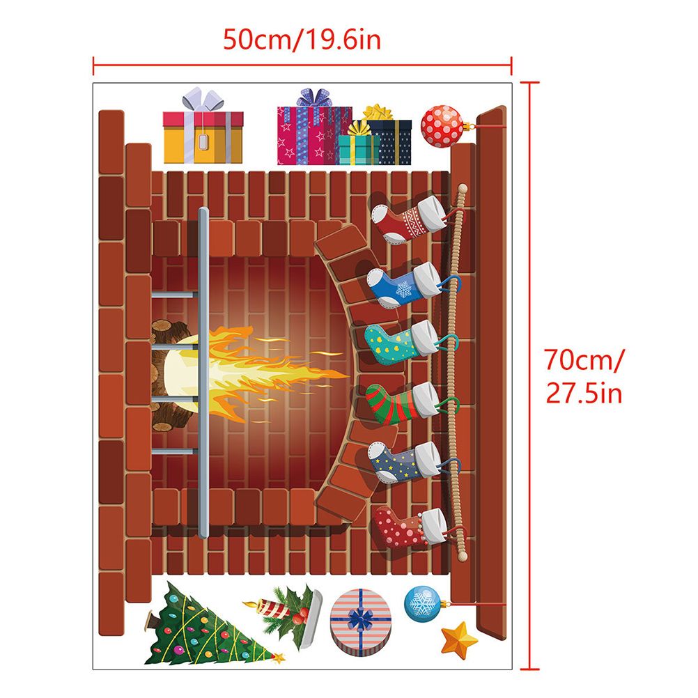 Christmas Fireplace Wall Decals DIY Home Decor Living Room Sticker Bedroom view 2
