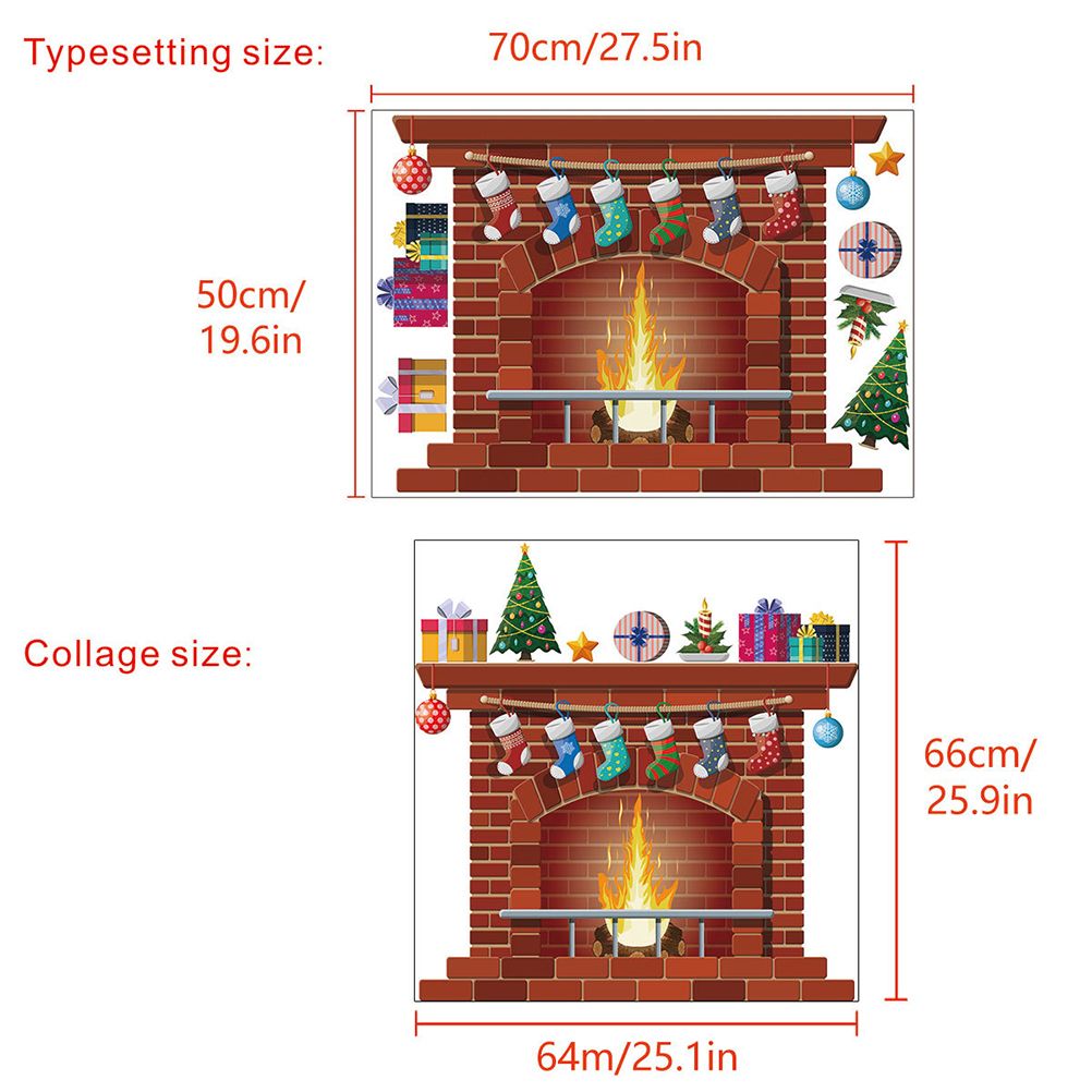 Christmas Fireplace Wall Decals DIY Home Decor Living Room Sticker Bedroom view 3