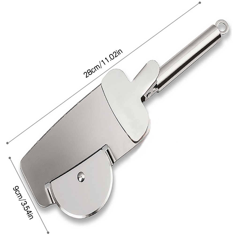 3 in 1 Pizza Cutter Wheel Serrated Edge Serving Spatula with Clip Stainless view 10