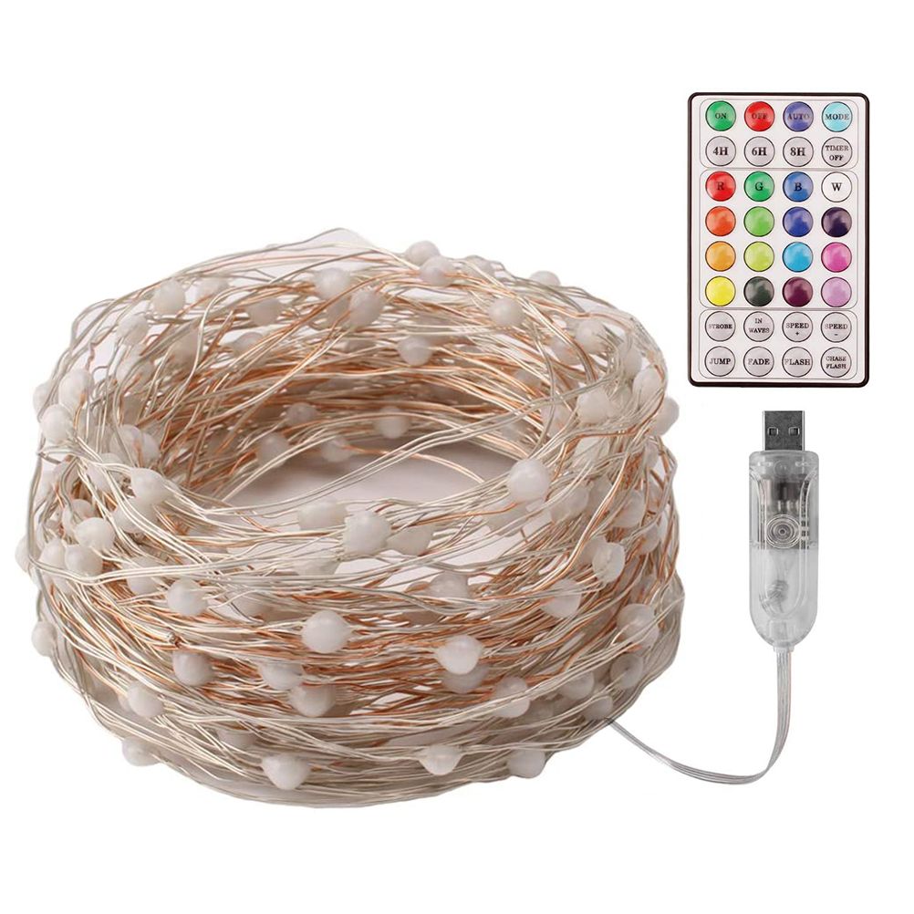 12M Fairy String Lights Remote Control RGB Colors 100 LED Bulbs Copper Wire view 3
