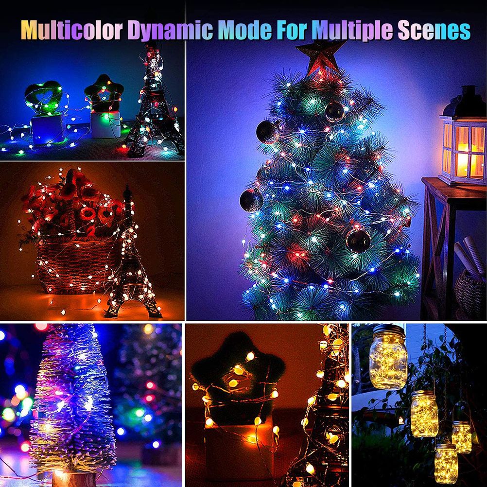 12M Fairy String Lights Remote Control RGB Colors 100 LED Bulbs Copper Wire view 8