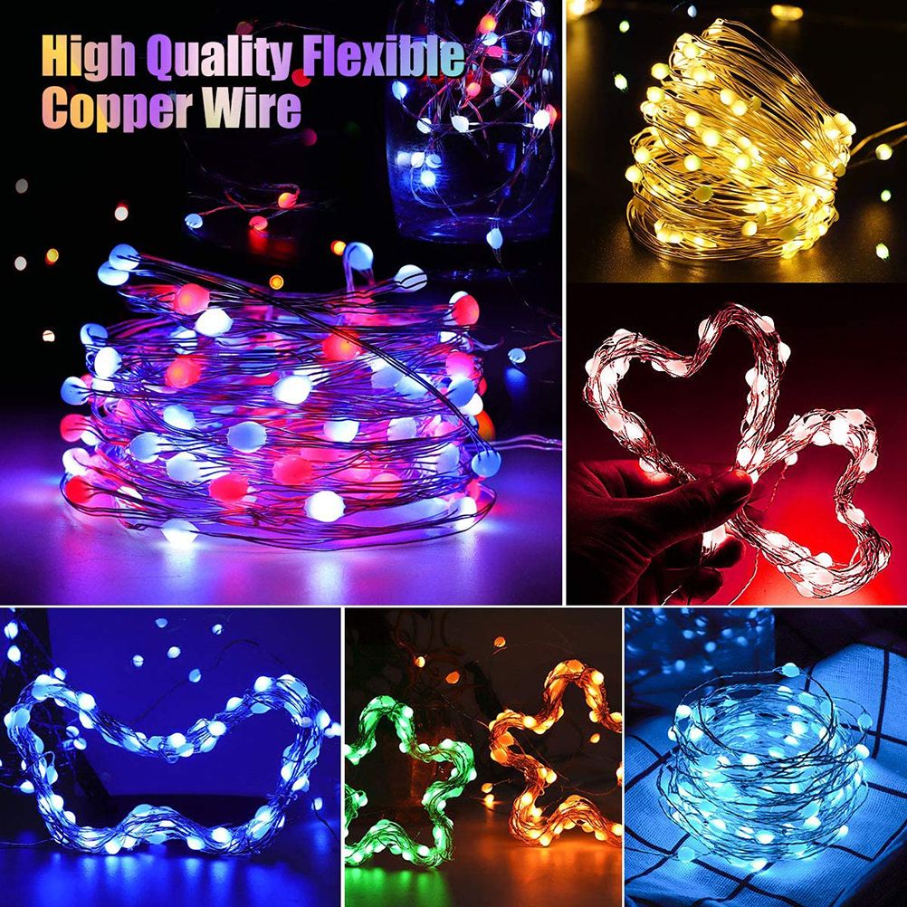 12M Fairy String Lights Remote Control RGB Colors 100 LED Bulbs Copper Wire view 10