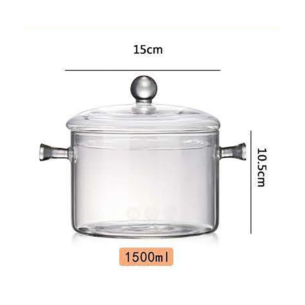 Glass Pasta Noodles Bowls Heat Resistant Glass Cooking Pot with Lid Sauce Pan view 2