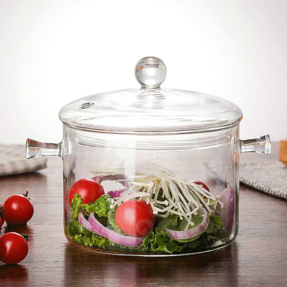 Glass Pasta Noodles Bowls Heat Resistant Glass Cooking Pot with Lid Sauce Pan view 6