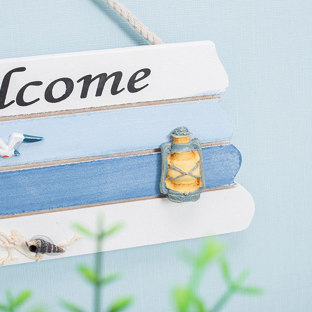 Wooden Mediterranean Ocean Nautical Welcome Sign with Star Fishes Shell for view 6