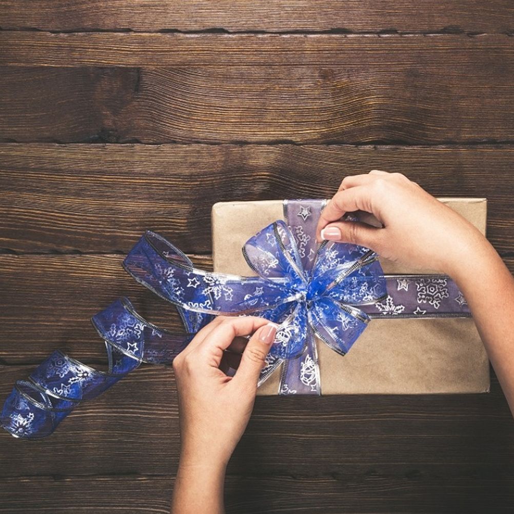 4 Rolls 2m Organza Ribbon Bling Star Printed Ribbons for Wedding Gift Package view 9