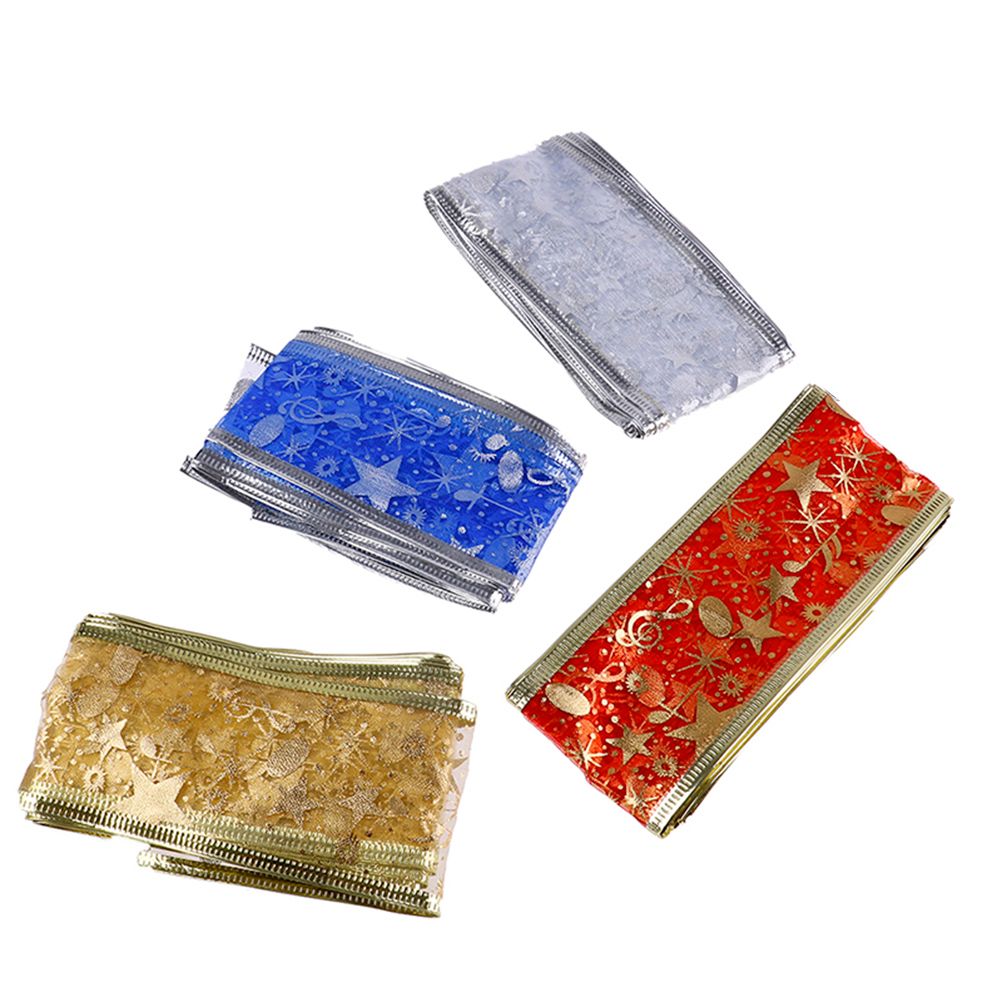 4 Rolls 2m Organza Ribbon Bling Star Printed Ribbons for Wedding Gift Package view 11