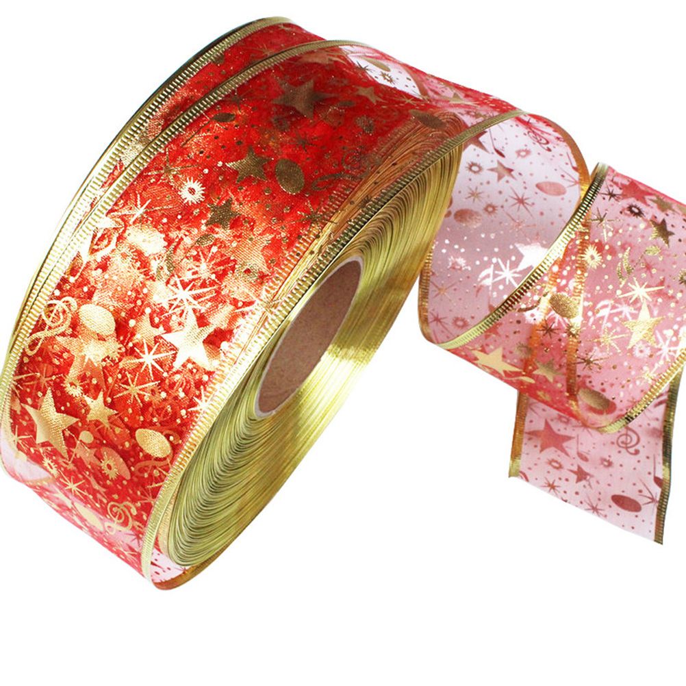 4 Rolls 2m Organza Ribbon Bling Star Printed Ribbons for Wedding Gift Package view 12