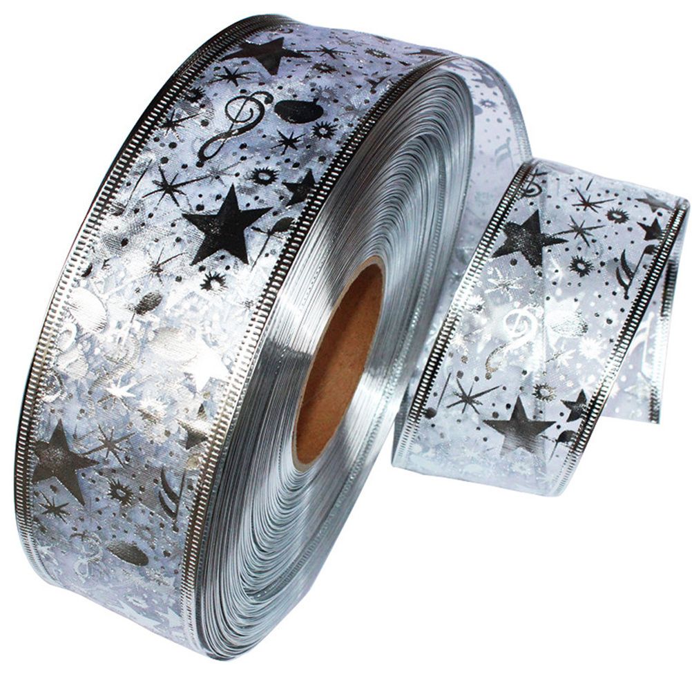 4 Rolls 2m Organza Ribbon Bling Star Printed Ribbons for Wedding Gift Package view 13