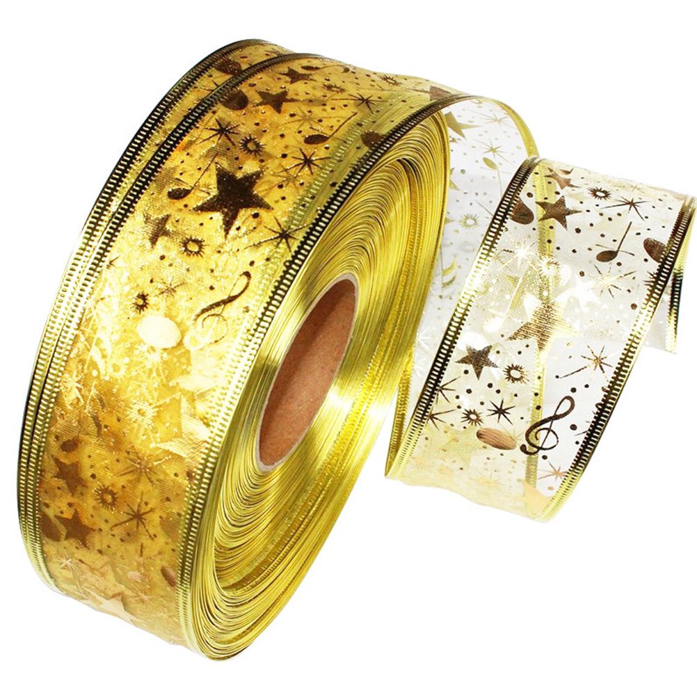 4 Rolls 2m Organza Ribbon Bling Star Printed Ribbons for Wedding Gift Package view 14