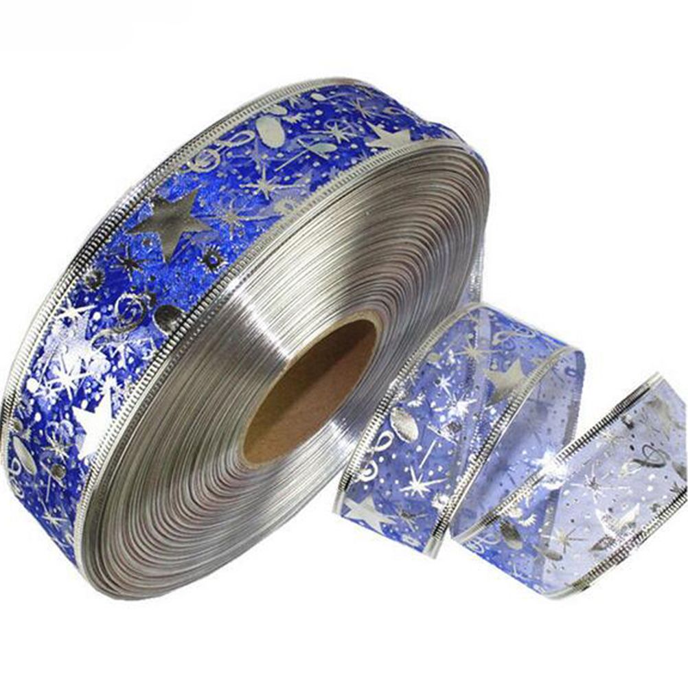4 Rolls 2m Organza Ribbon Bling Star Printed Ribbons for Wedding Gift Package view 15