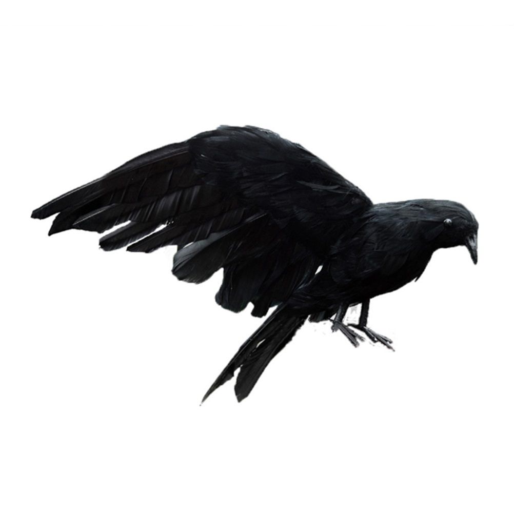 Black Crow Decoration Halloween Realistic Feathered Crows Haunted House Decor view 3