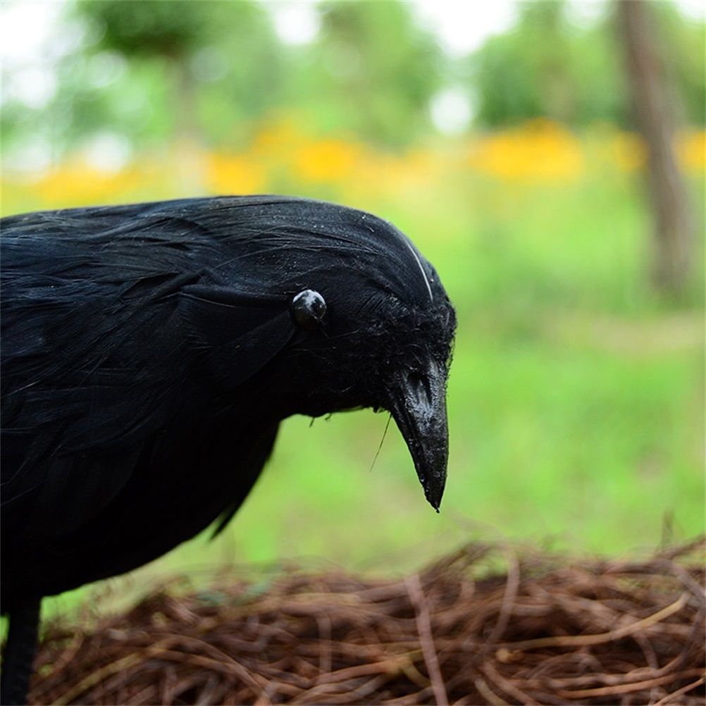Black Crow Decoration Halloween Realistic Feathered Crows Haunted House Decor view 6