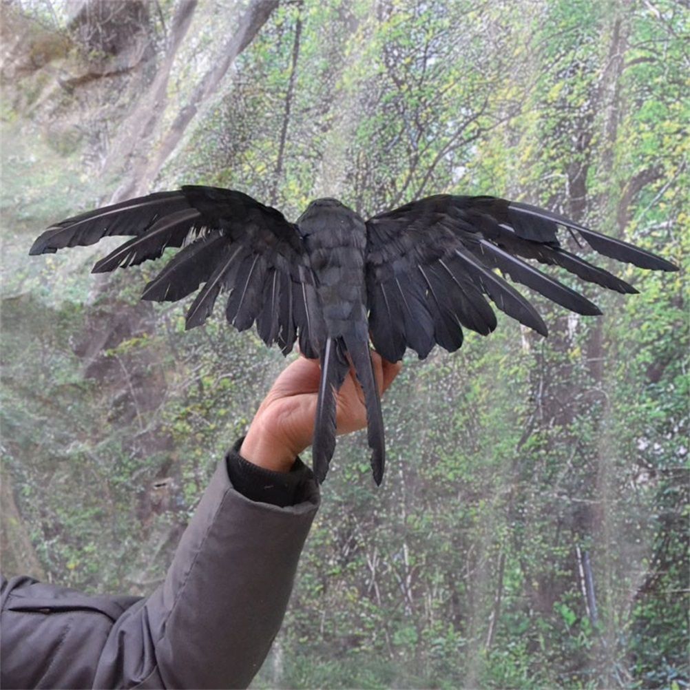 Black Crow Decoration Halloween Realistic Feathered Crows Haunted House Decor view 7