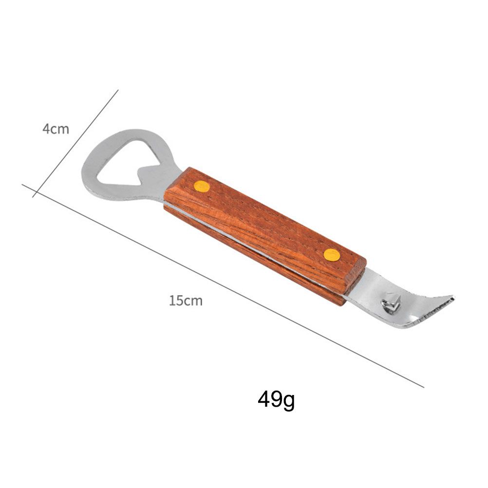 2 PCS Stainless Steel Can Opener Punch Bottle Beer Opener with Wood Handle view 5