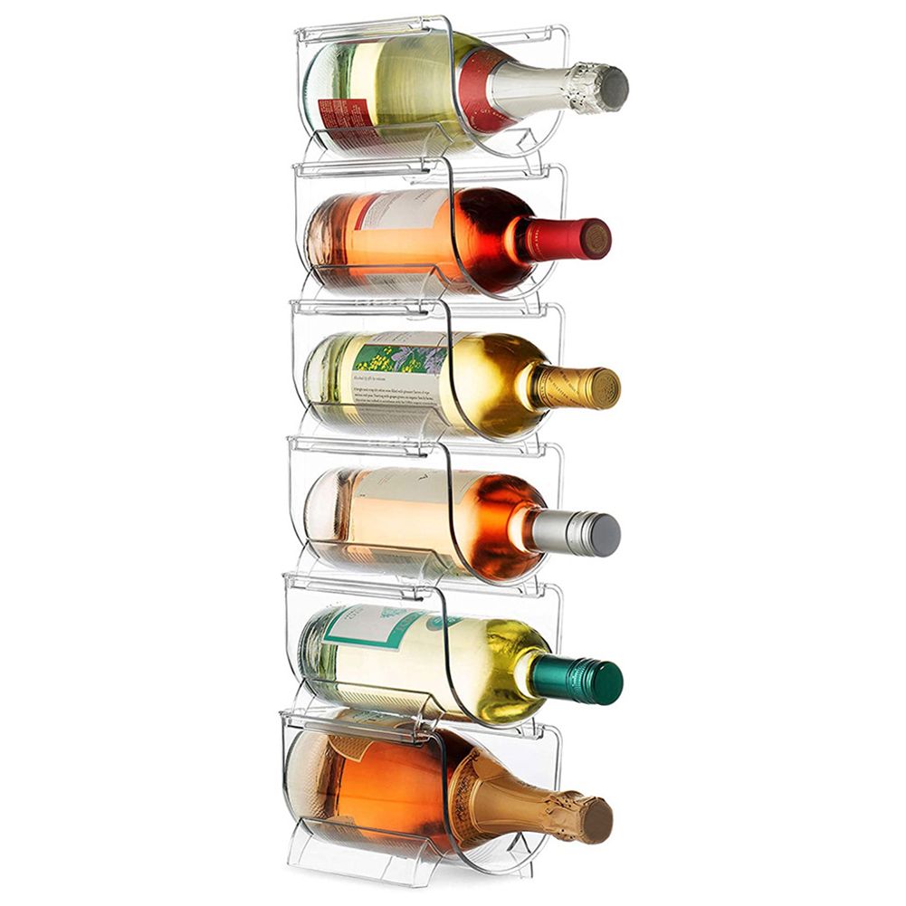 Clear Wine Bottle Organizers Stackable Plastic Wine Rack Holder for Kitchen view 15