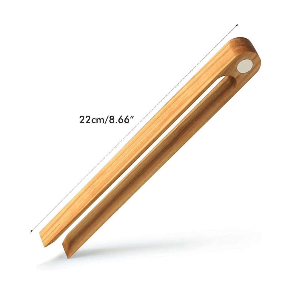 Magnetic Bamboo Toaster Tongs Kitchen Toast Tongs for Cooking Natural Bamboo view 2