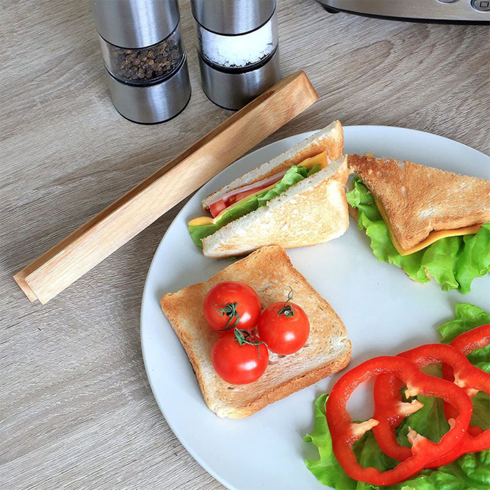 Magnetic Bamboo Toaster Tongs Kitchen Toast Tongs for Cooking Natural Bamboo view 6