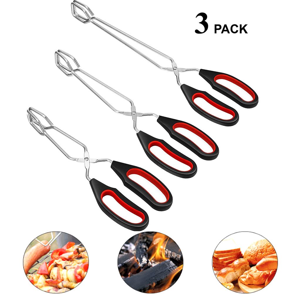 3PCS Scissor Tongs 12Inch/ 11Inch/ 9Inch Barbecue Scissor Tong Stainless Steel