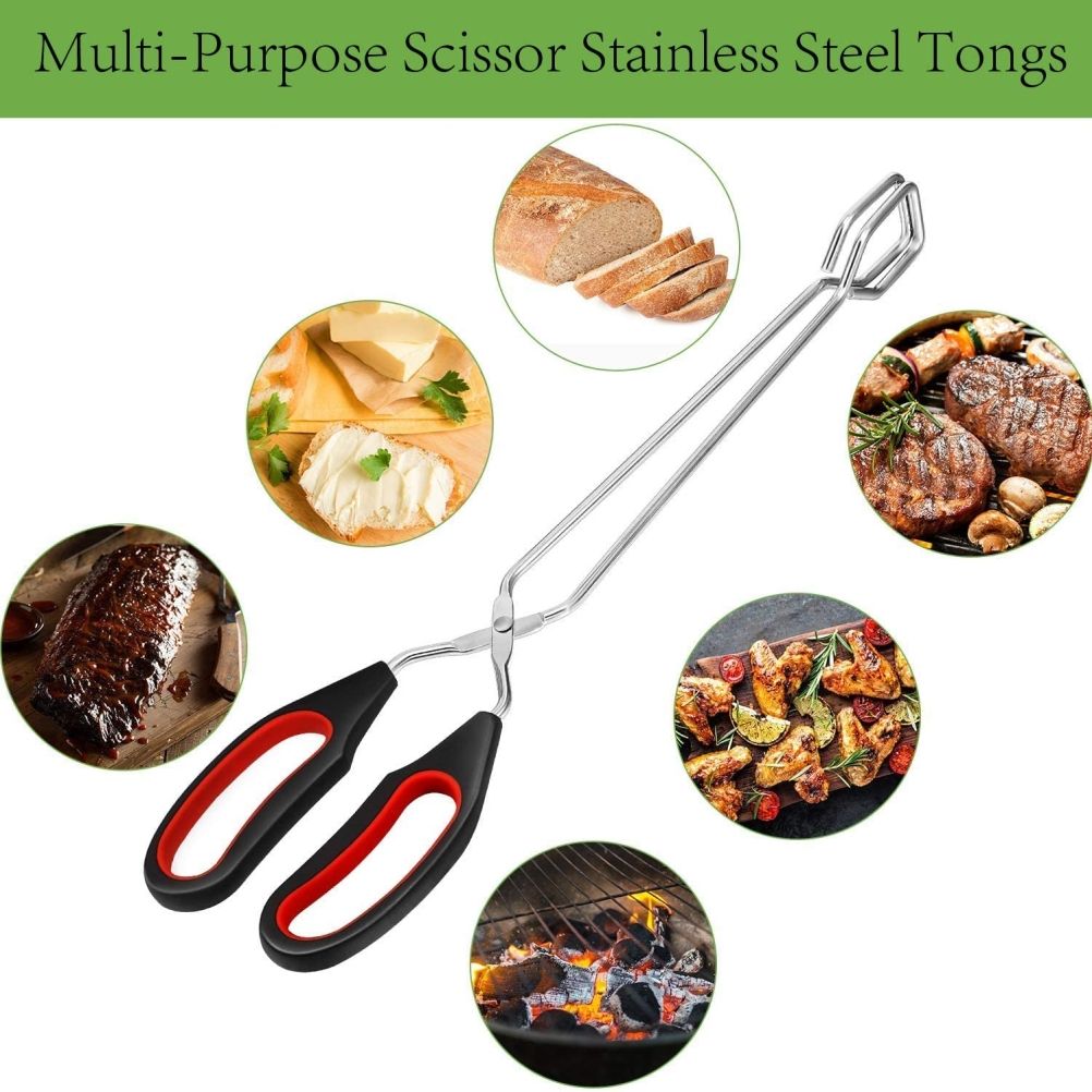 3PCS Scissor Tongs 12Inch/ 11Inch/ 9Inch Barbecue Scissor Tong Stainless Steel view 4