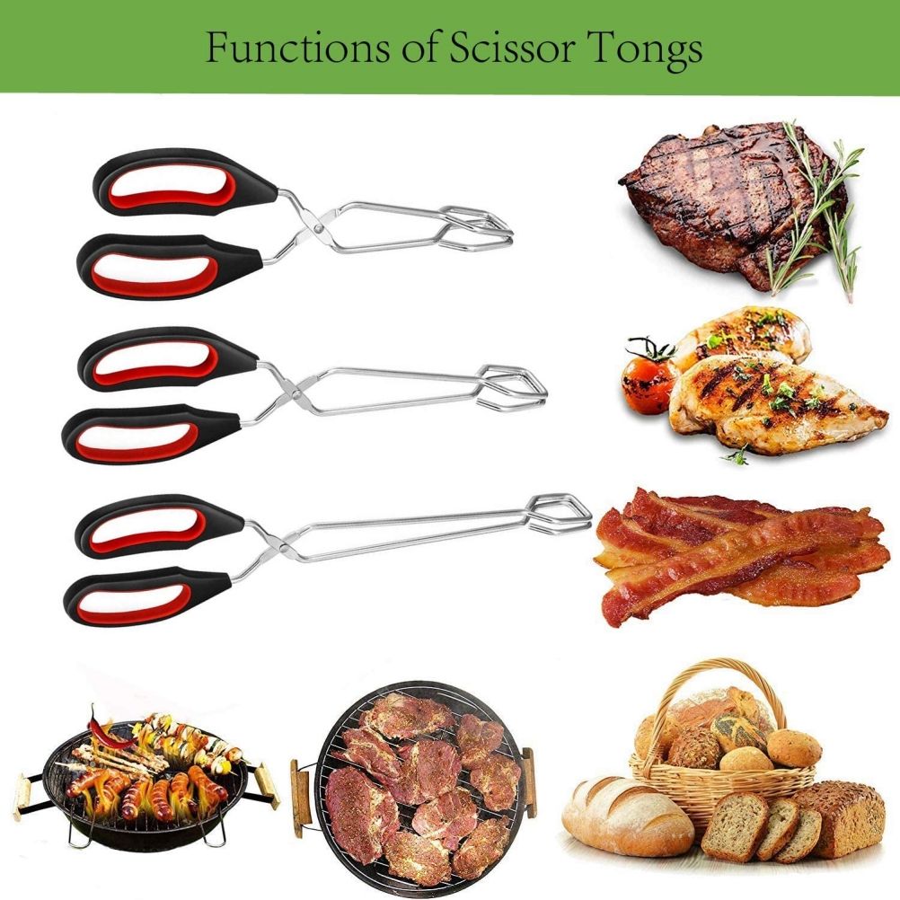 3PCS Scissor Tongs 12Inch/ 11Inch/ 9Inch Barbecue Scissor Tong Stainless Steel view 5