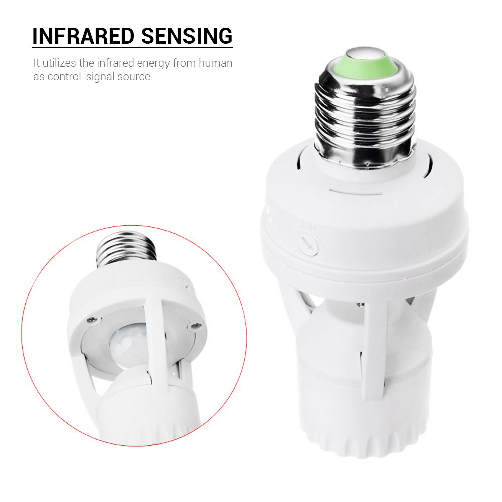 360° Detected Dimmable Infrared Human Body Sensor Lamp Socket Lamp Bulb Adapter view 2