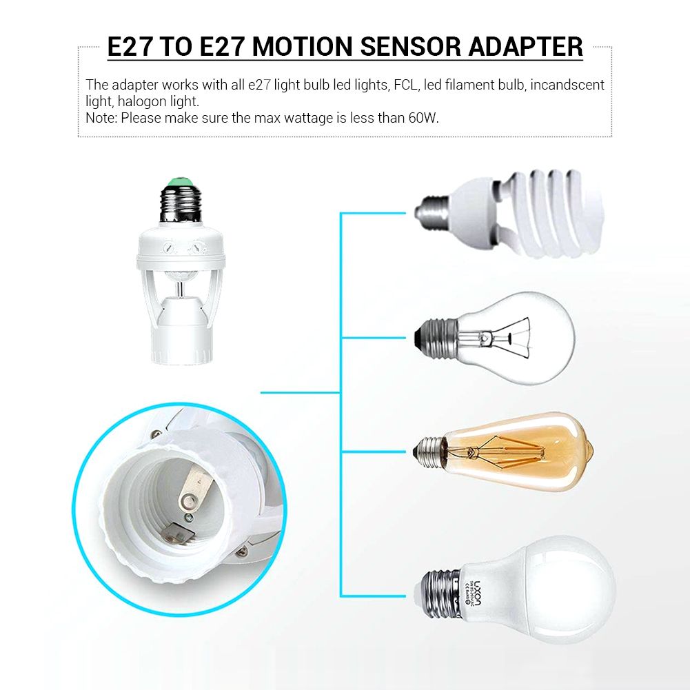360° Detected Dimmable Infrared Human Body Sensor Lamp Socket Lamp Bulb Adapter view 5