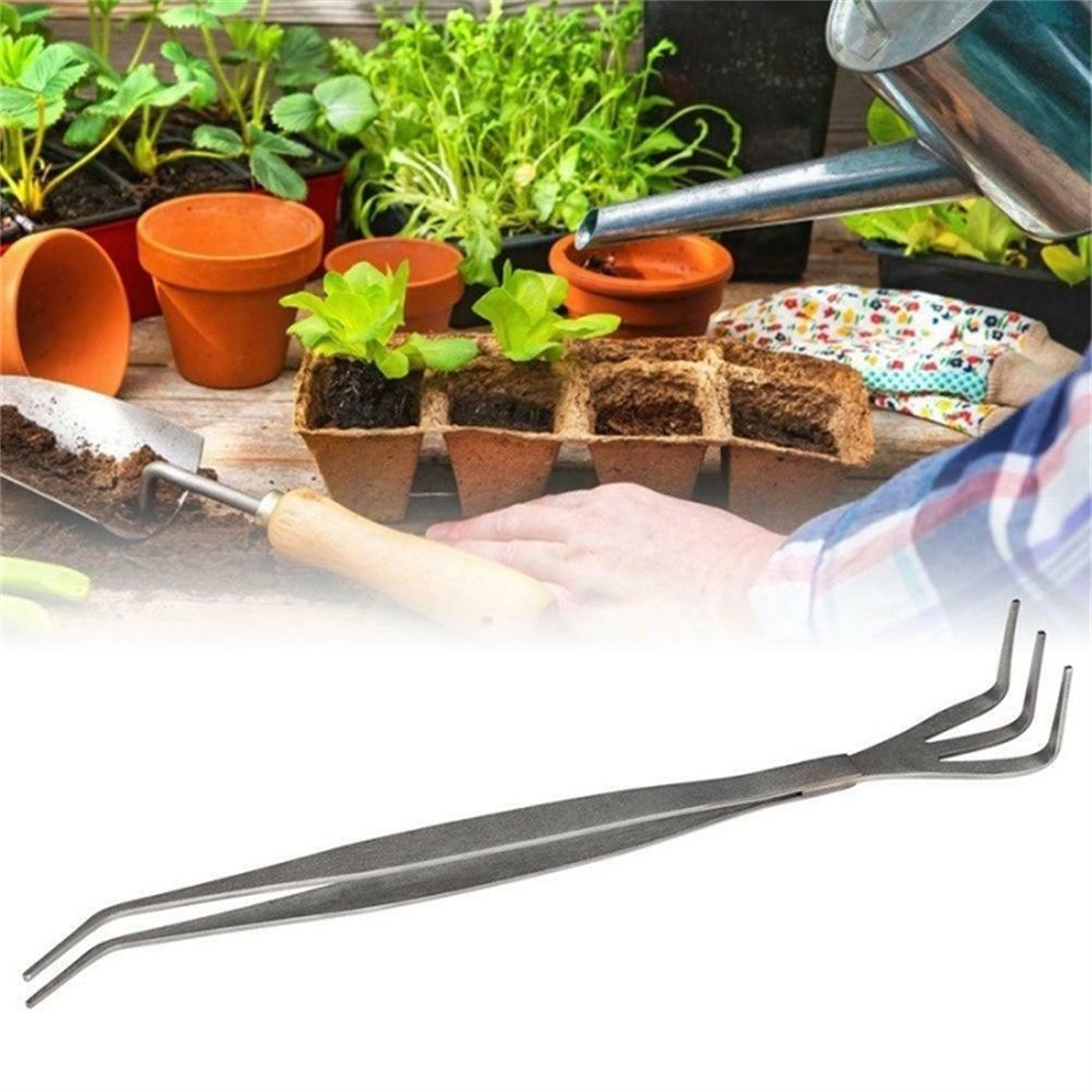2 in 1 Bonsai Root Rake Stainless Steel Garden Tweezers Garden Tool view 2