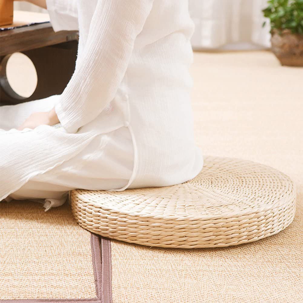Chair Seat Mat Grass Cushion Pad Floor Mat Yoga Zen Handmade Round Straw Weave view 3
