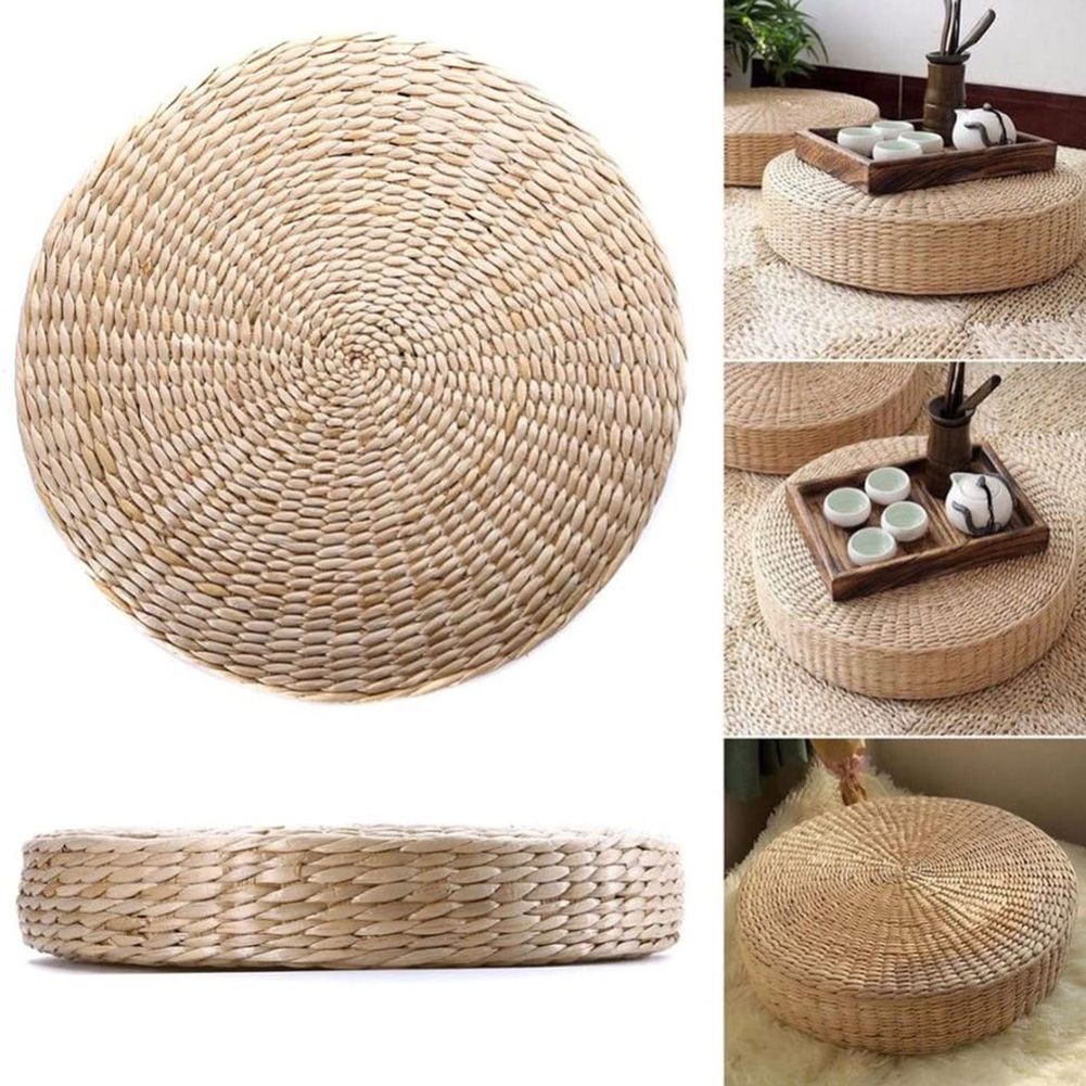 Chair Seat Mat Grass Cushion Pad Floor Mat Yoga Zen Handmade Round Straw Weave view 5