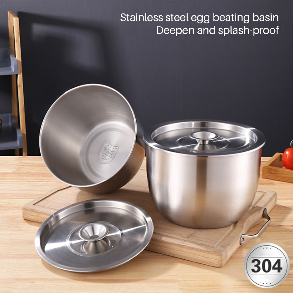 Stainless Steel Cake Mixing Basin with Lid Cream Basin Seasoning Bowl Baking Tools view 2