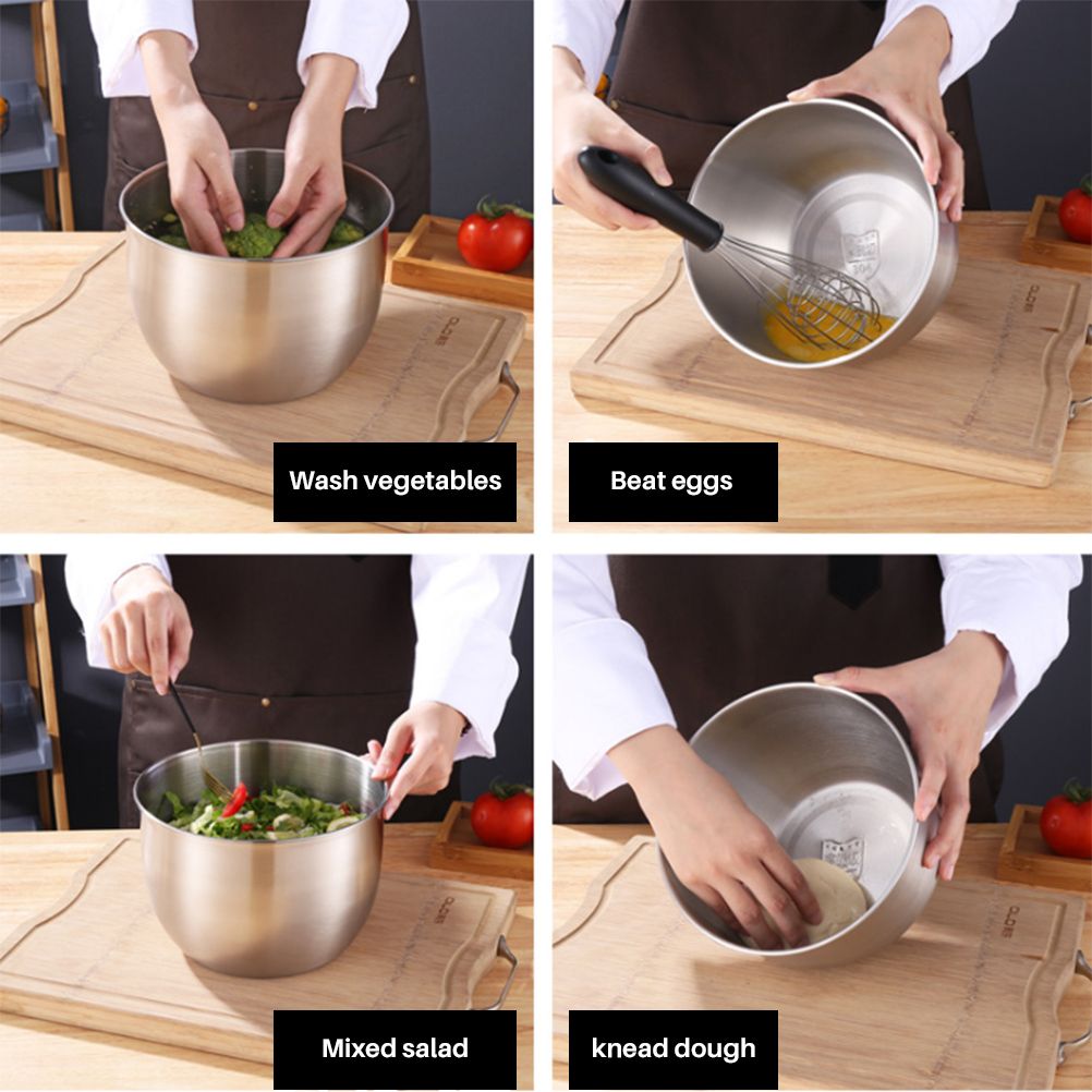 Stainless Steel Cake Mixing Basin with Lid Cream Basin Seasoning Bowl Baking Tools view 3