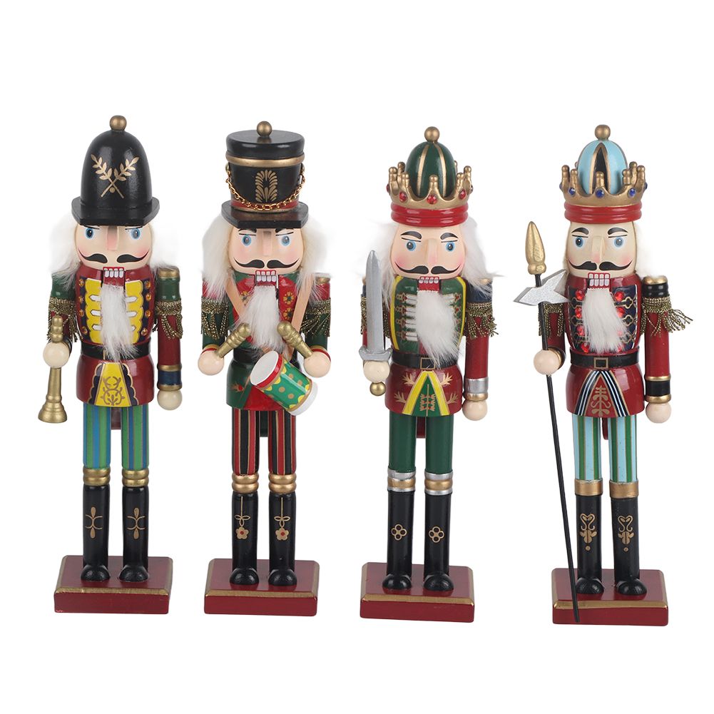 4Pcs 30cm Christmas Nutcracker Soldiers Wooden Soldier Nutcracker on Stand
