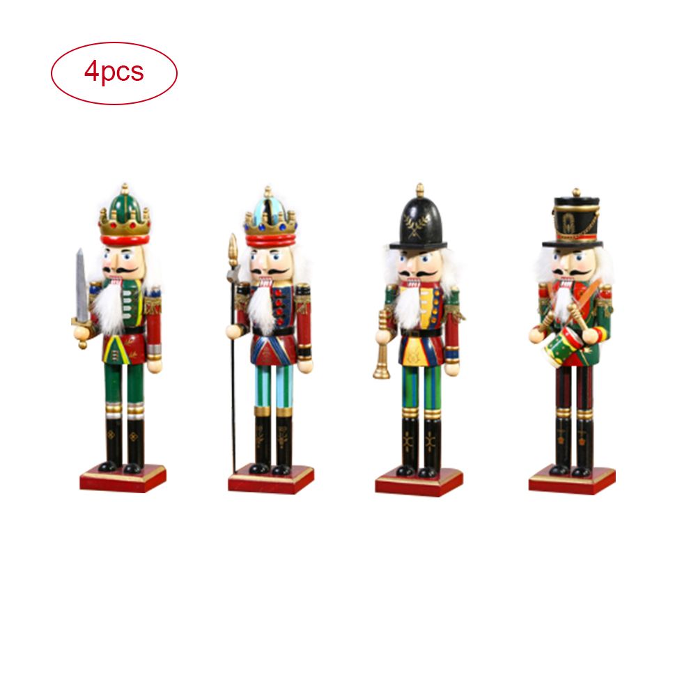 4Pcs 30cm Christmas Nutcracker Soldiers Wooden Soldier Nutcracker on Stand view 2