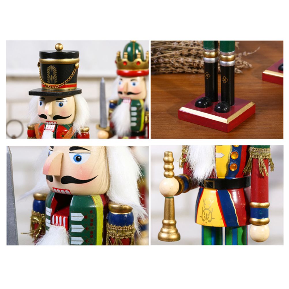 4Pcs 30cm Christmas Nutcracker Soldiers Wooden Soldier Nutcracker on Stand view 3