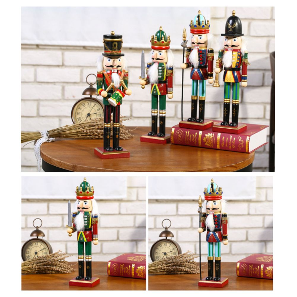 4Pcs 30cm Christmas Nutcracker Soldiers Wooden Soldier Nutcracker on Stand view 5