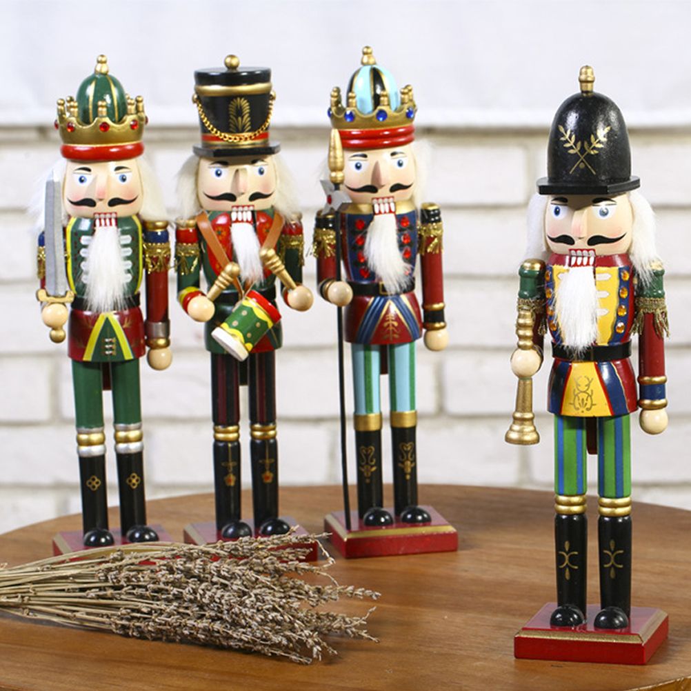 4Pcs 30cm Christmas Nutcracker Soldiers Wooden Soldier Nutcracker on Stand view 7