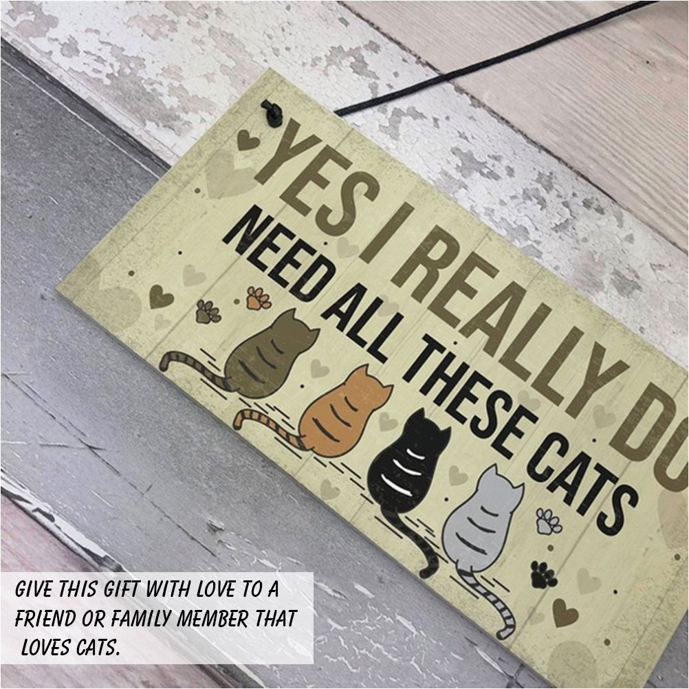 Wooden Funny Door Hanging Bedroom Christmas Cats Sign Pet Lover Hanging view 5