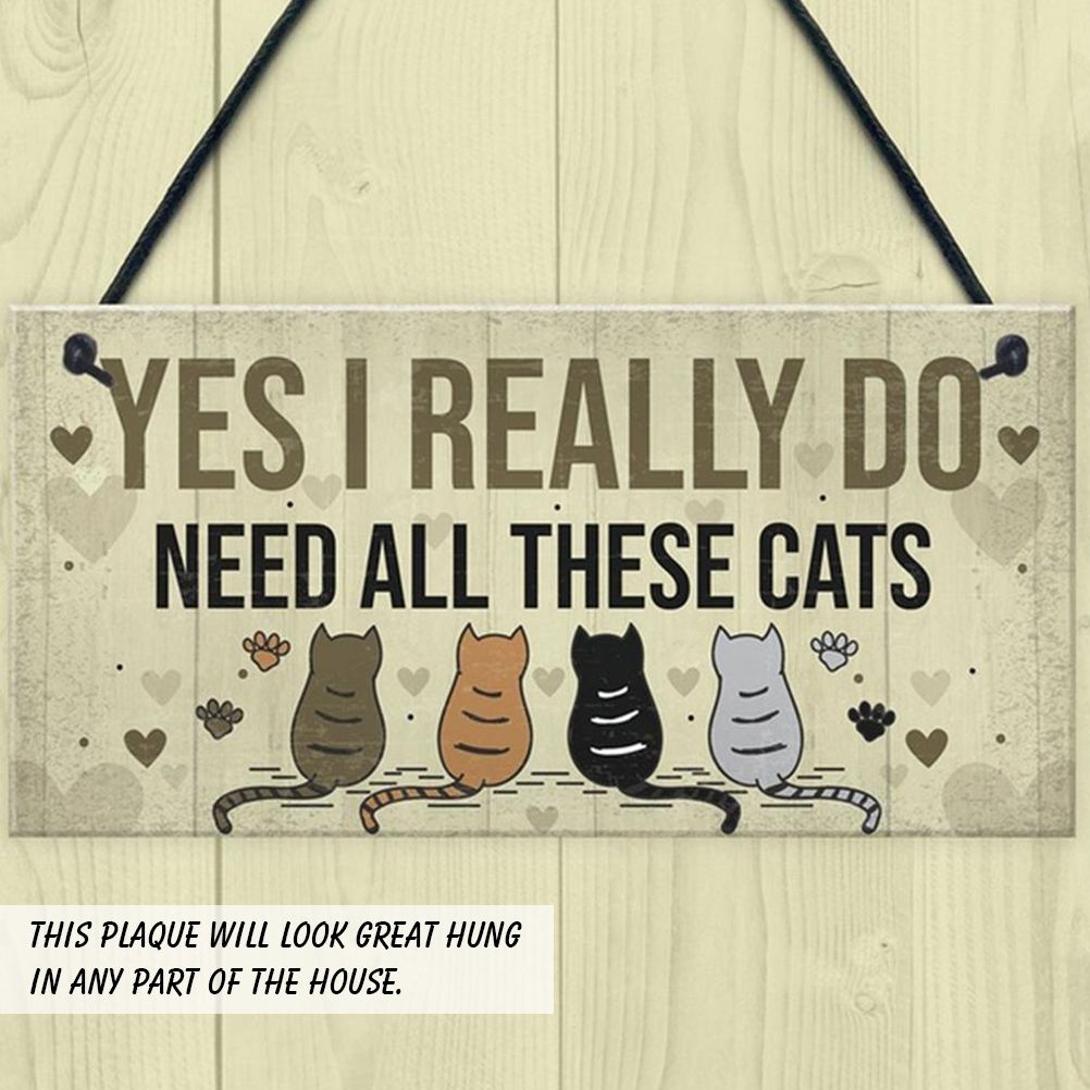 Wooden Funny Door Hanging Bedroom Christmas Cats Sign Pet Lover Hanging view 6