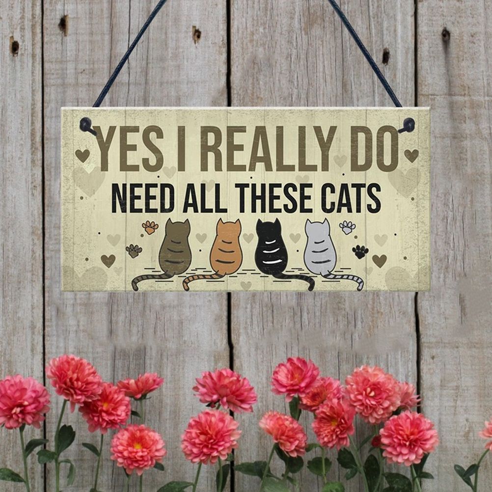 Wooden Funny Door Hanging Bedroom Christmas Cats Sign Pet Lover Hanging view 8