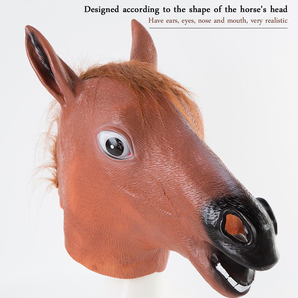 Horse Head Mask Novelty Cosplay Masquerade Halloween Funny Latex Animal Head Mask view 5