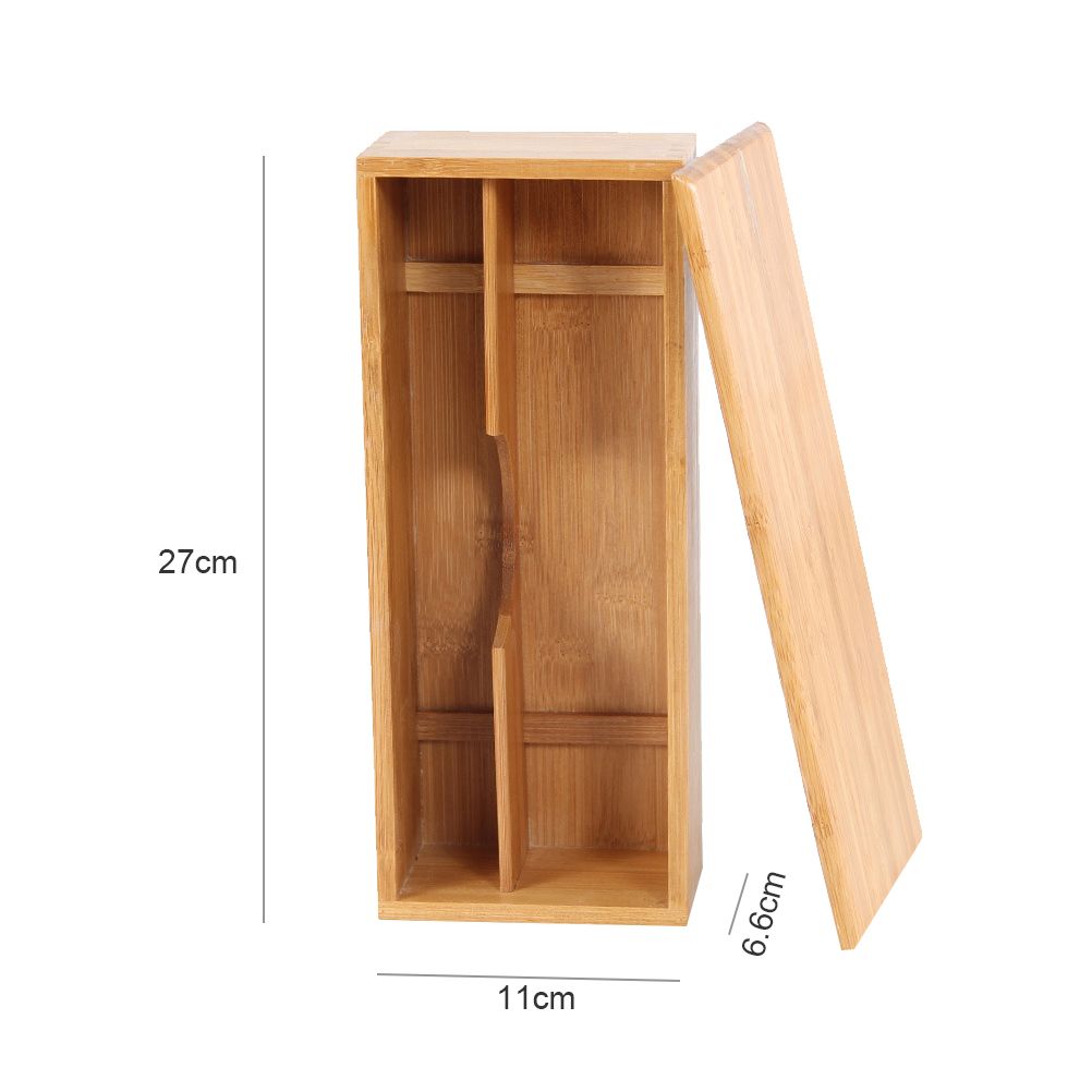 Bamboo Cutlery Storage Box Wooden Storage Container for Tableware Cosmetics view 2