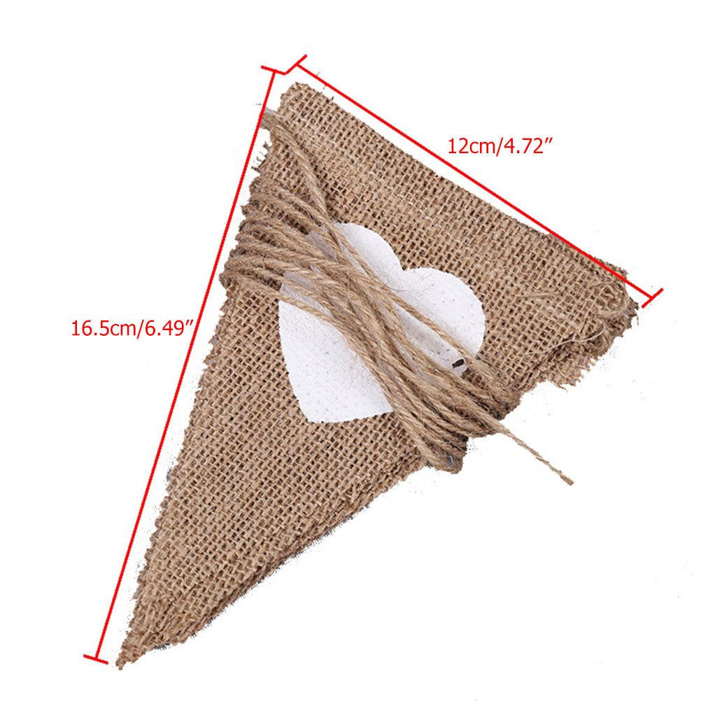 4.5M Vintage Heart Jute Burlap Bunting Banner Hessian Flag for Wedding Party view 3